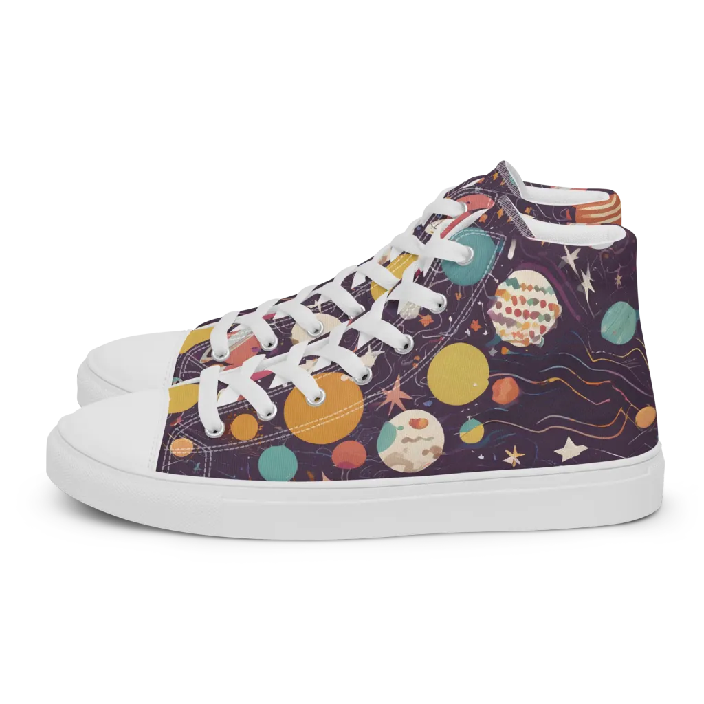 Saturn After Dark on Women's High Top Canvas Shoes — Left