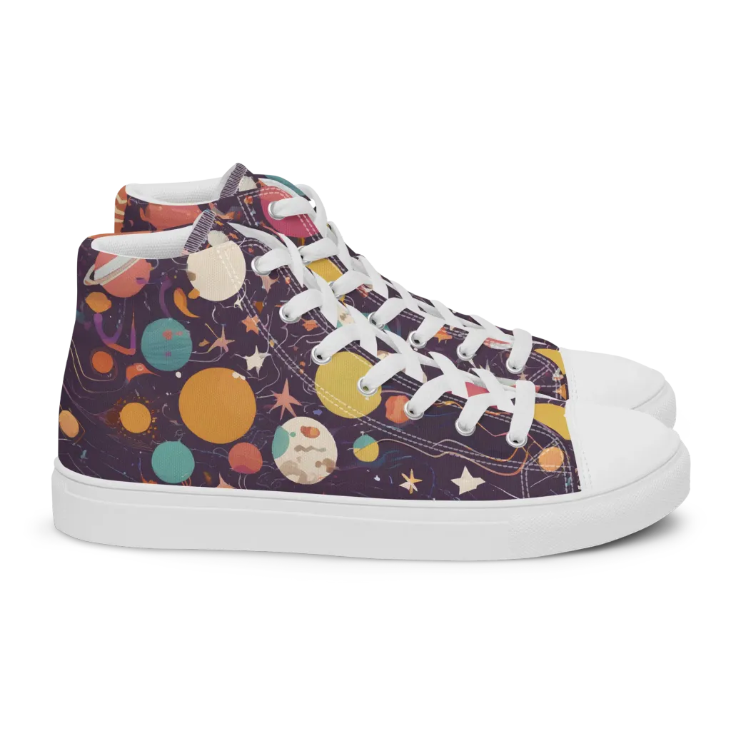 Saturn After Dark on Women's High Top Canvas Shoes — Right