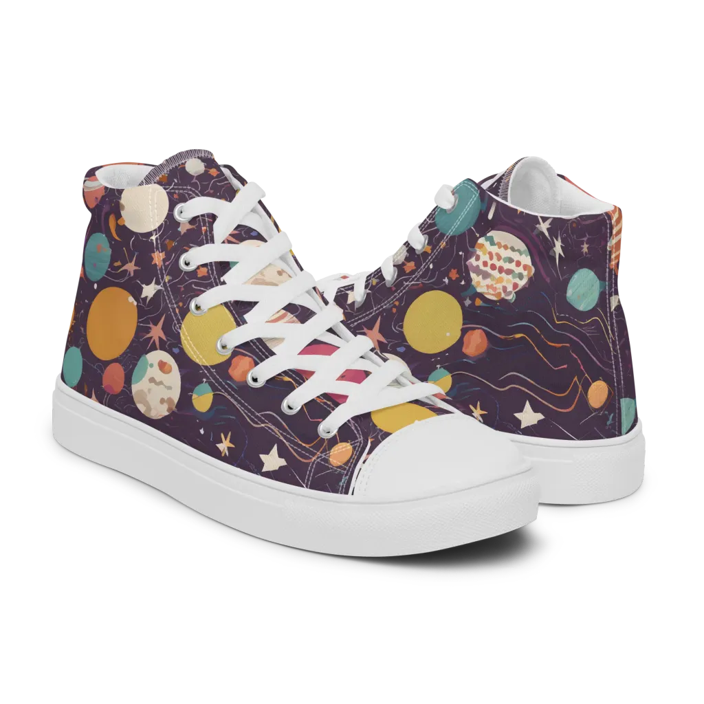 Saturn After Dark on Women's High Top Canvas Shoes — Right