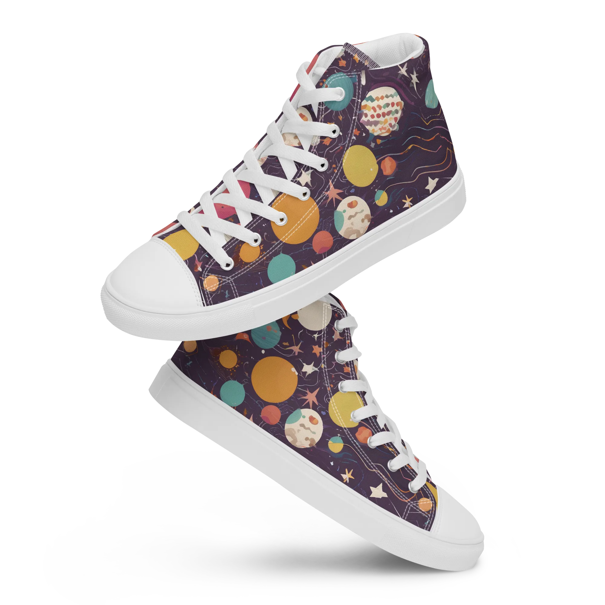 Saturn After Dark on Women's High Top Canvas Shoes — Front