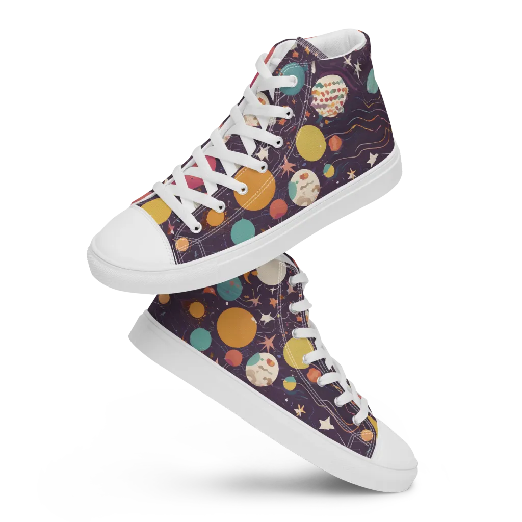 Saturn After Dark on Women's High Top Canvas Shoes — Front