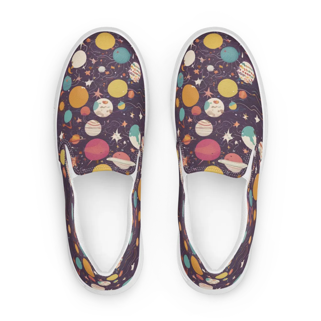 Saturn After Dark on Men's Slip-On Canvas Shoes — Front