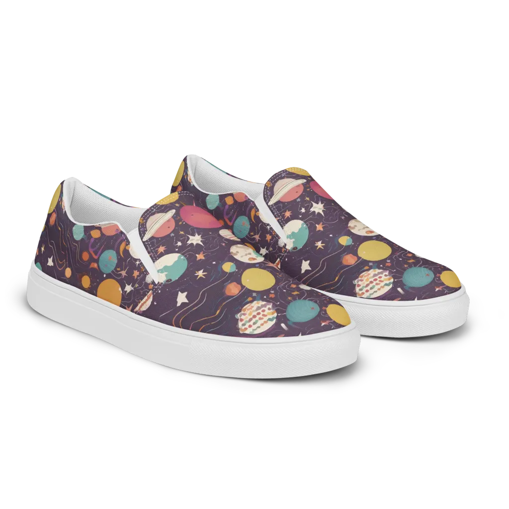 Saturn After Dark on Men's Slip-On Canvas Shoes — Right Front