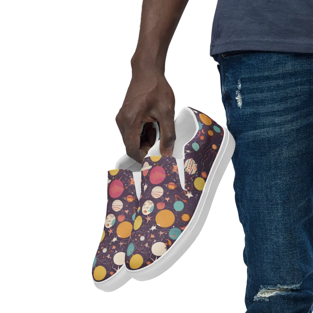 Saturn After Dark on Men's Slip-On Canvas Shoes — Left Front