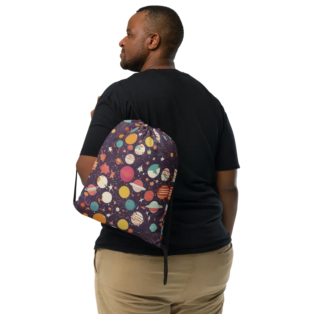 Saturn After Dark on Drawstring Bag — Front