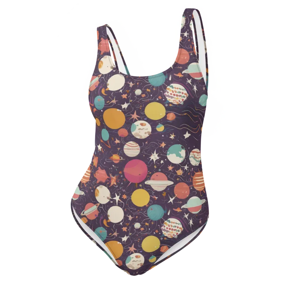 Saturn After Dark on One-Piece Swimsuit — Front