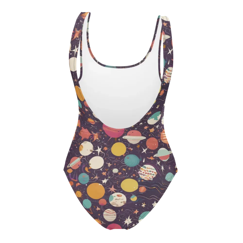 Saturn After Dark on One-Piece Swimsuit — Back