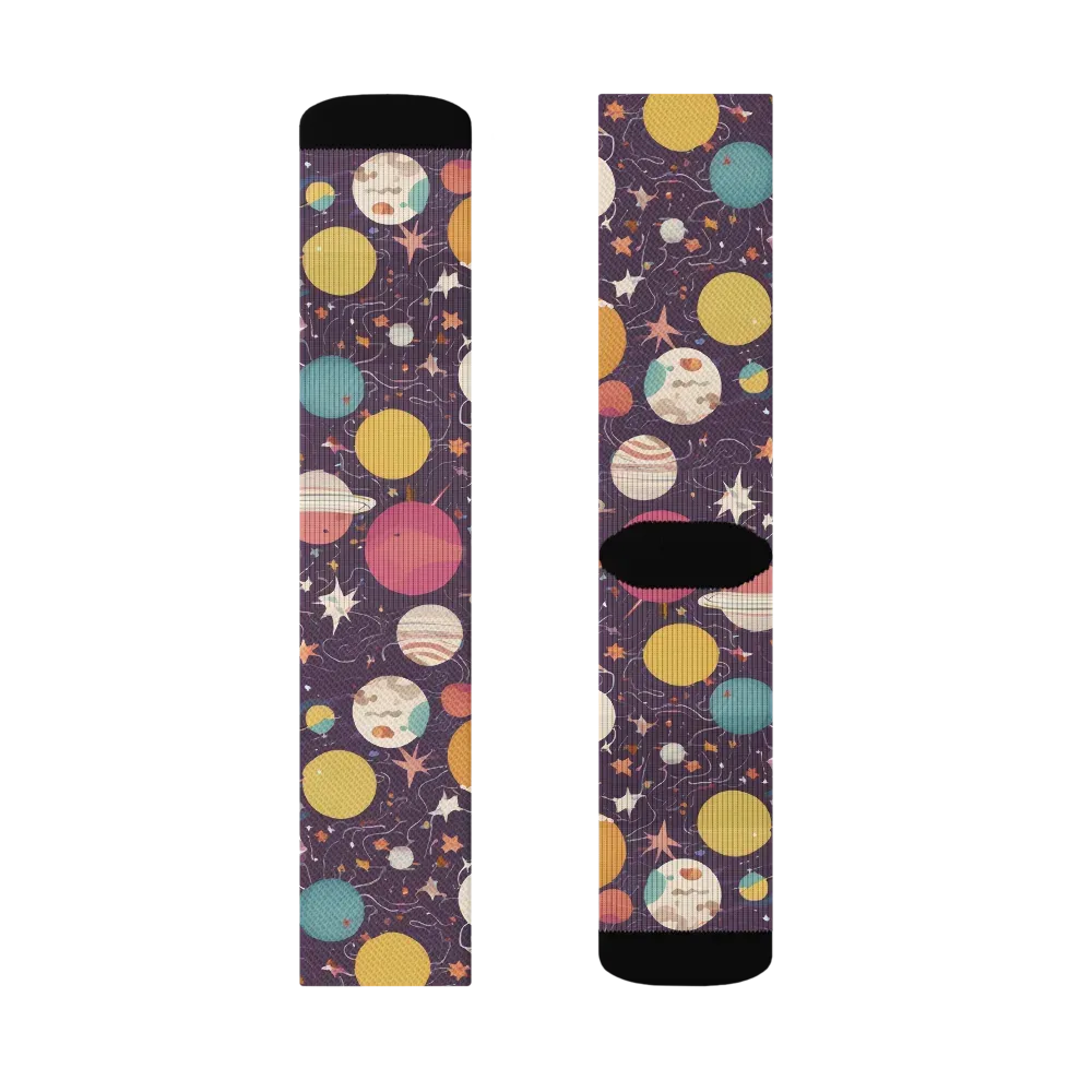 Saturn After Dark on Socks — Right Sock