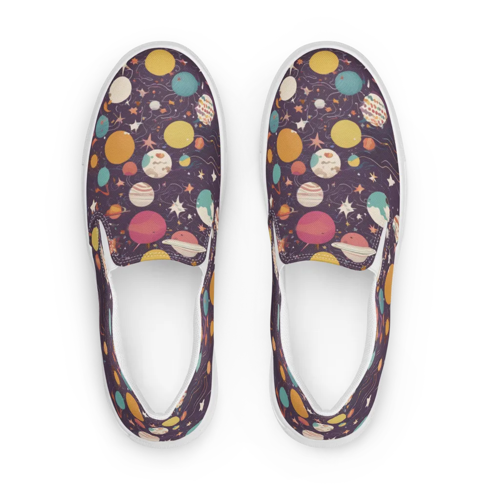 Saturn After Dark on Women's Slip-On Canvas Shoes — Front
