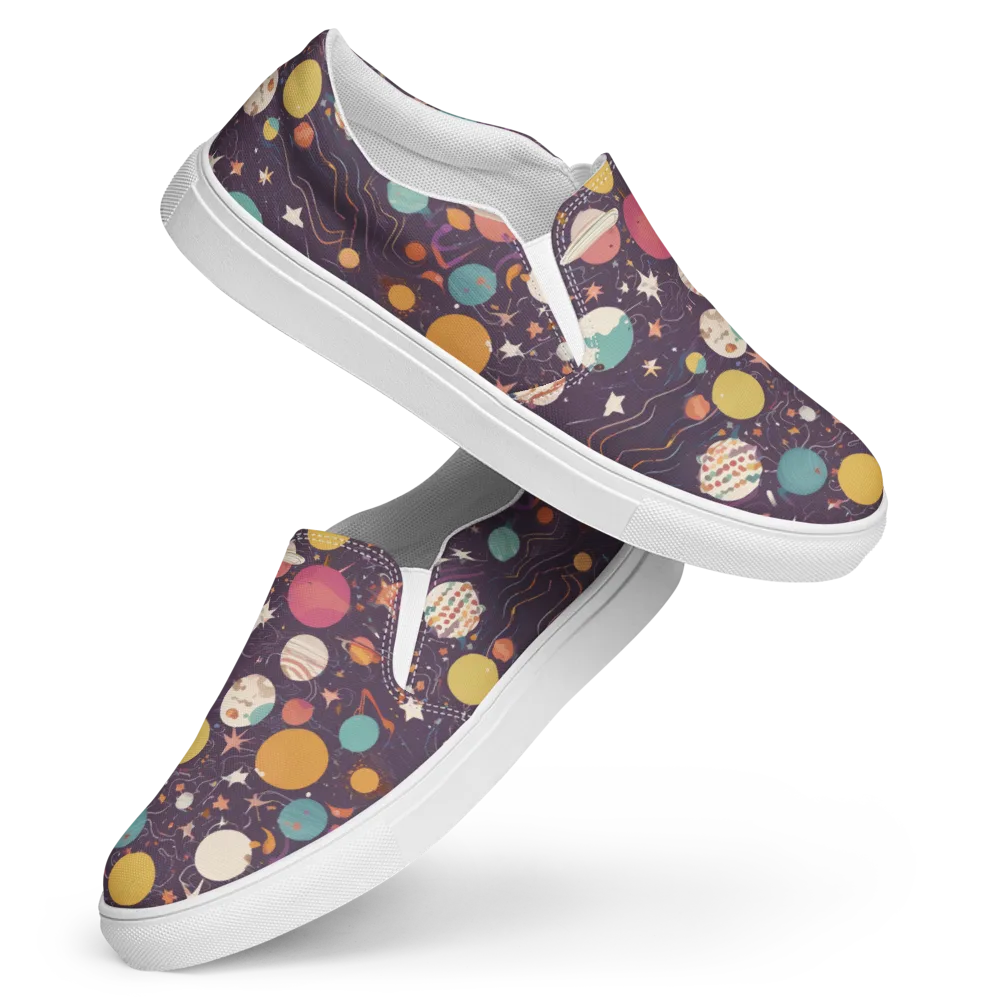 Saturn After Dark on Women's Slip-On Canvas Shoes — Front