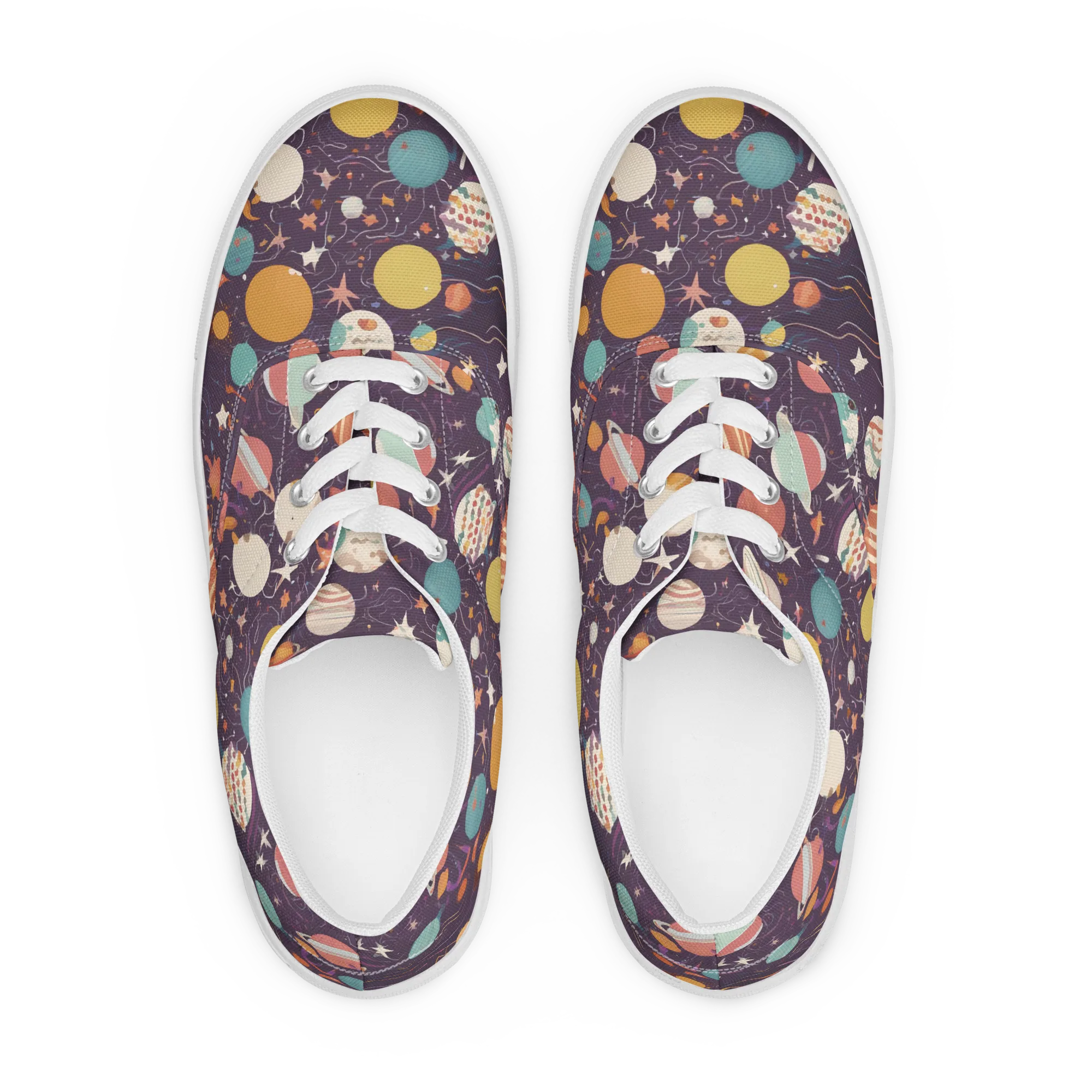 Saturn After Dark on Men's Lace-Up Canvas Shoes — Front