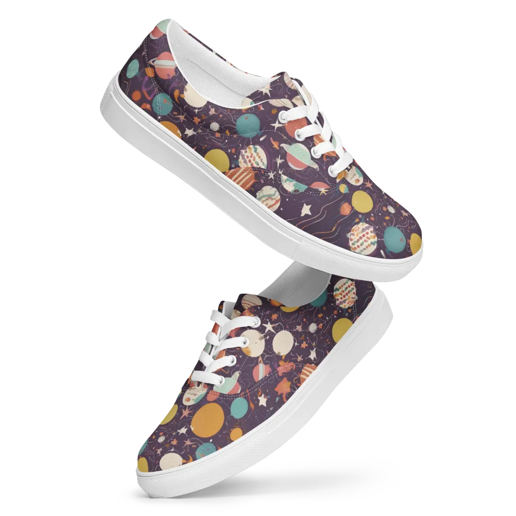 Saturn After Dark on Men's Lace-Up Canvas Shoes — Front