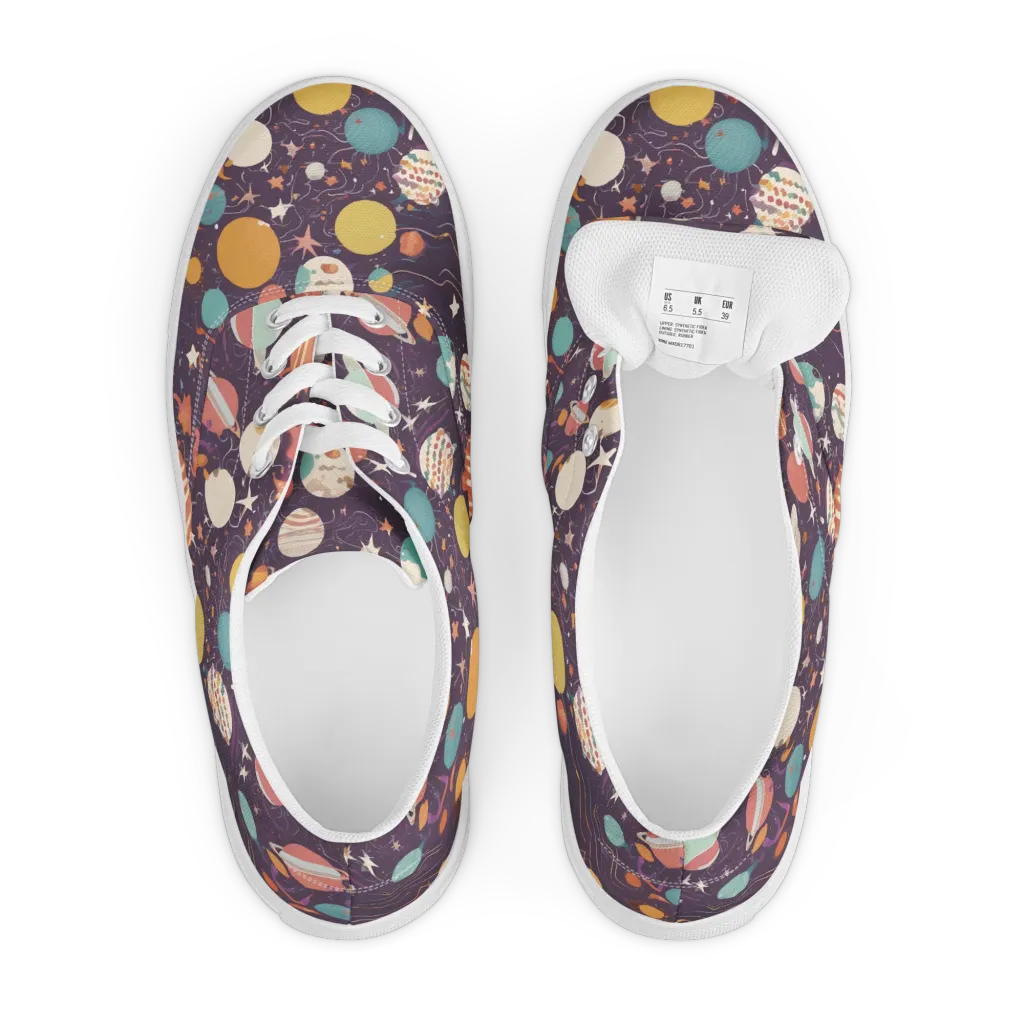 Saturn After Dark on Men's Lace-Up Canvas Shoes — Front