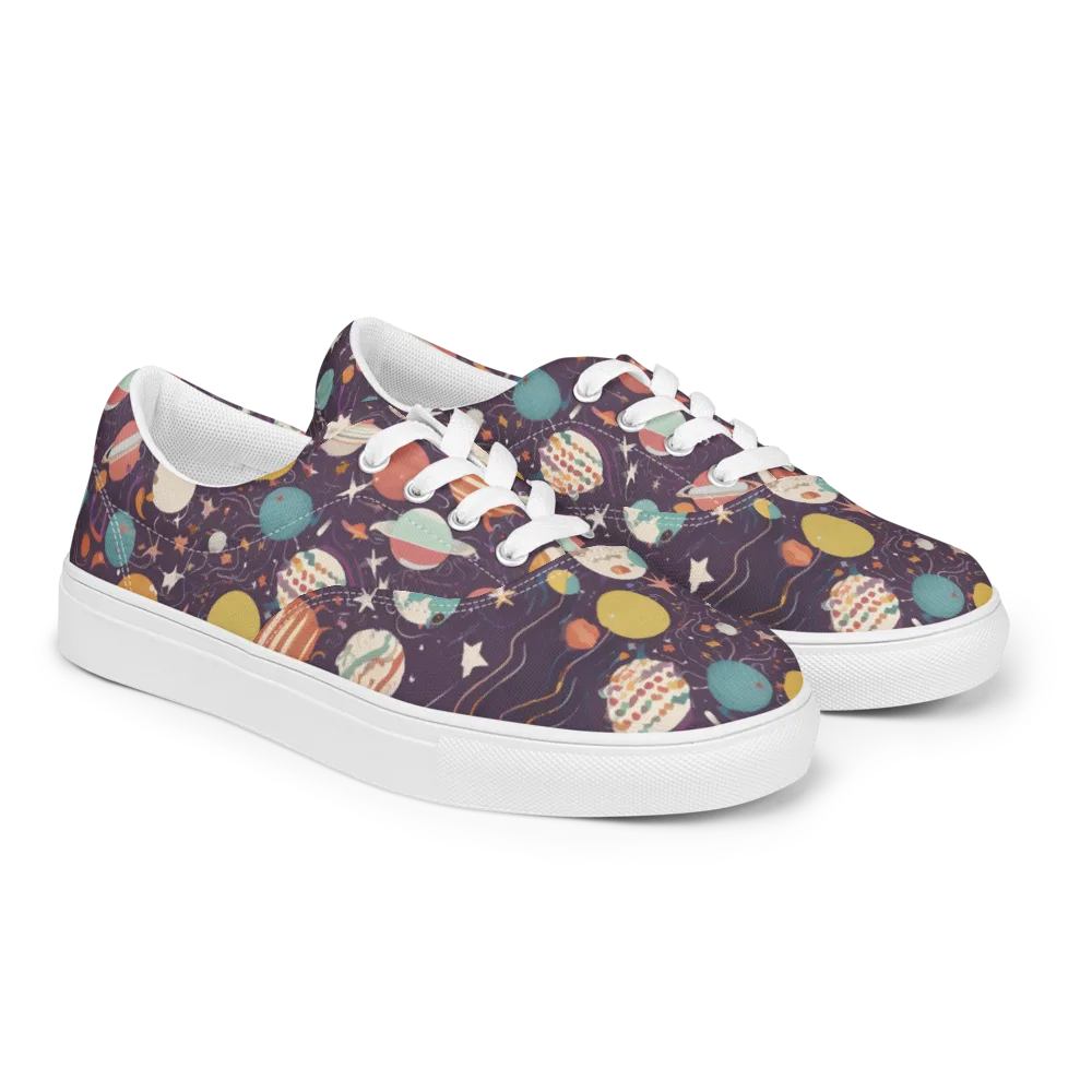 Saturn After Dark on Men's Lace-Up Canvas Shoes — Right Front