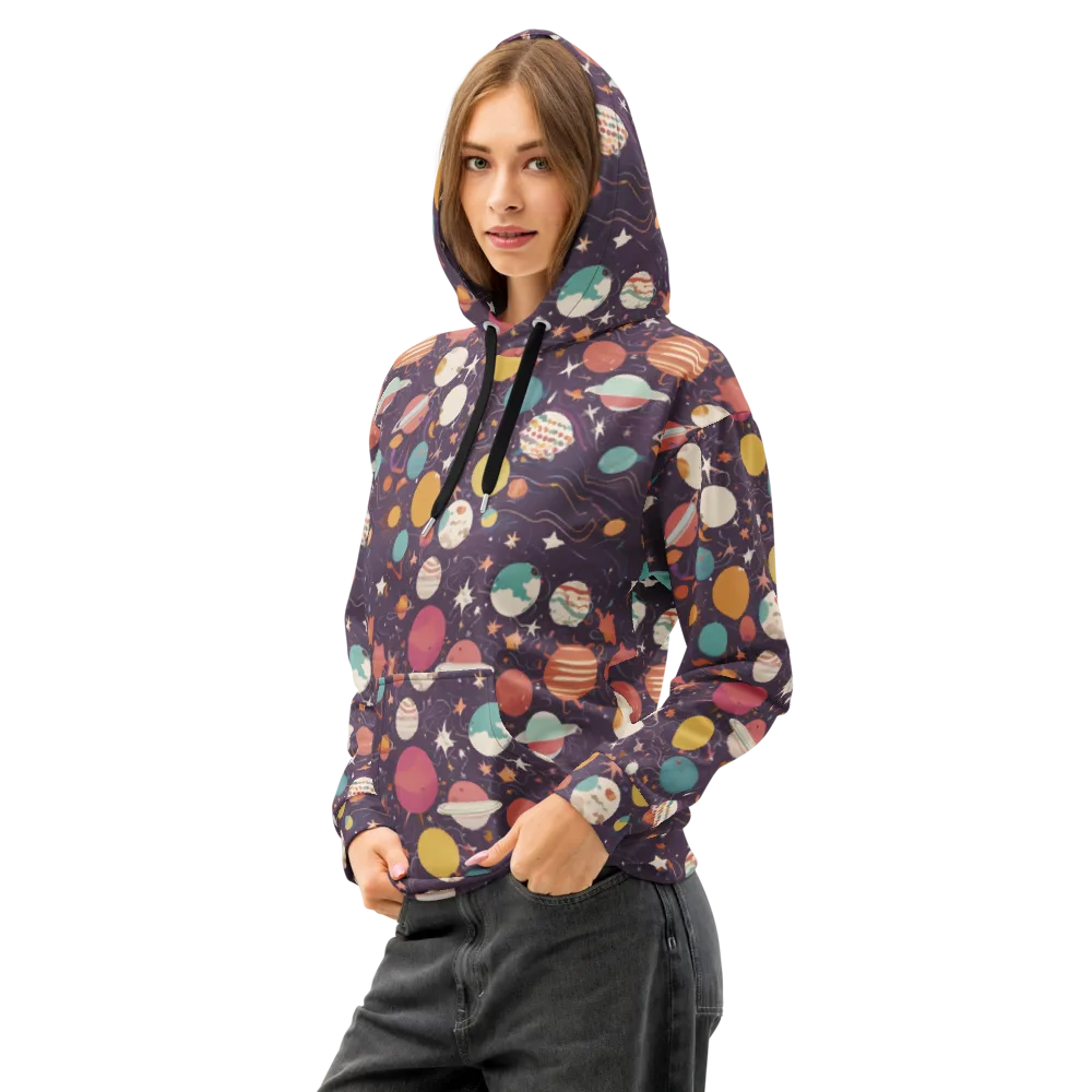 Saturn After Dark on Cotton Hoodie — Left Front