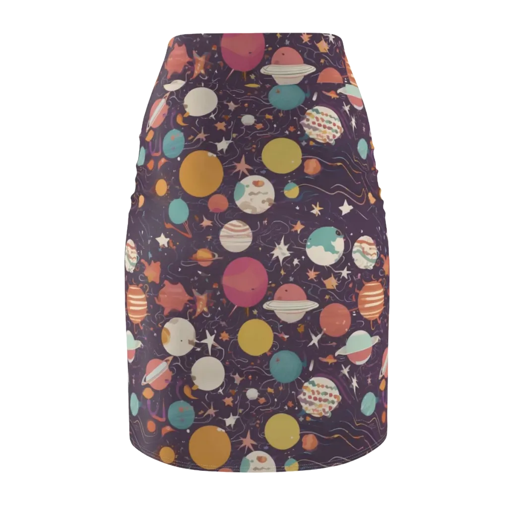 Saturn After Dark on Pencil Skirt — Back