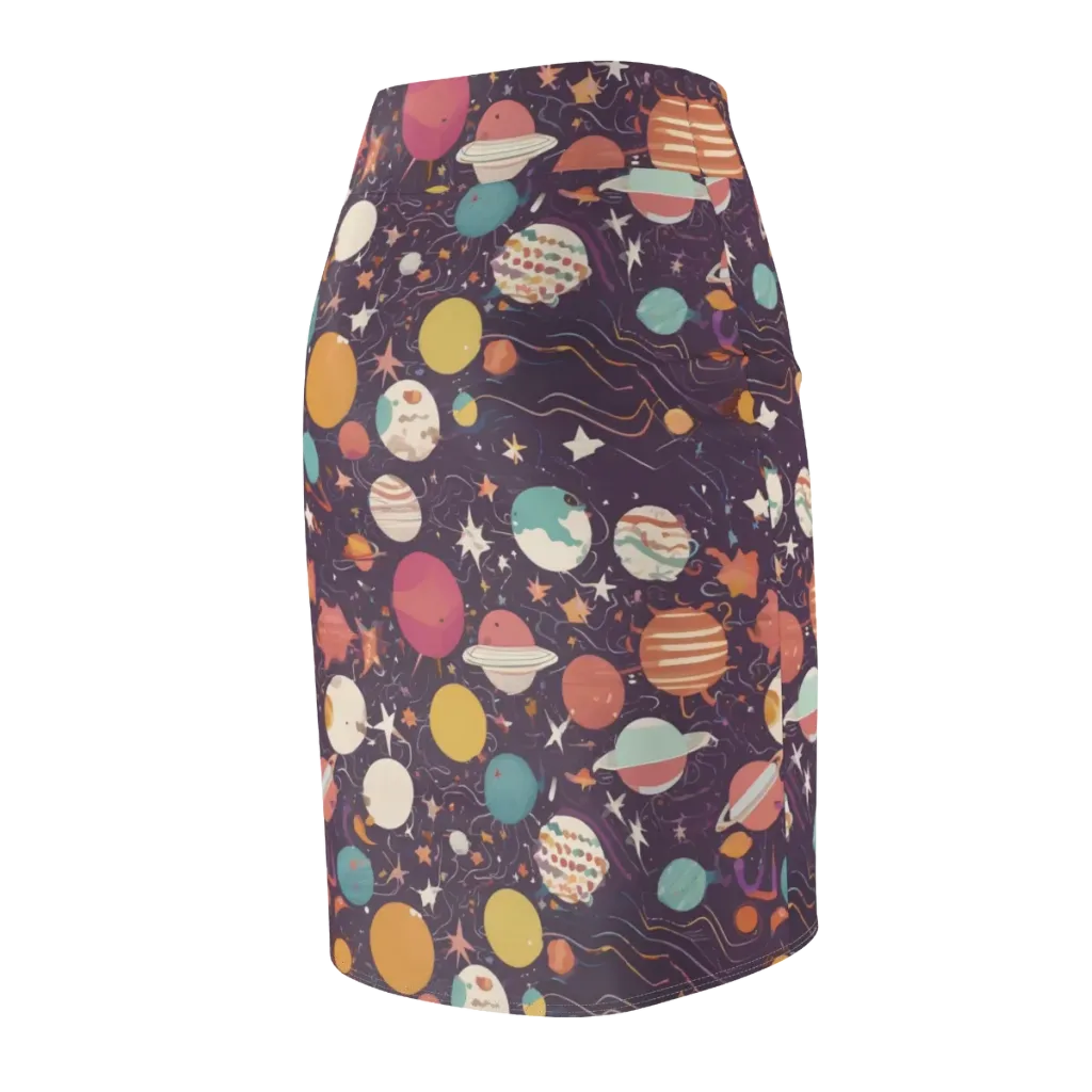 Saturn After Dark on Pencil Skirt — Back Side