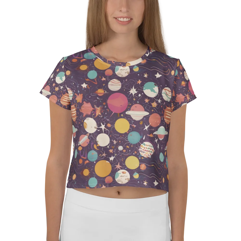 Saturn After Dark on Crop Tee — Front
