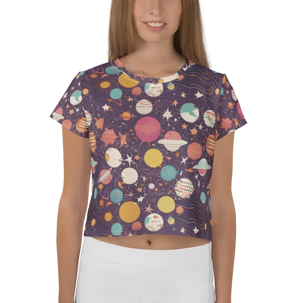 Saturn After Dark on Crop Tee — Front