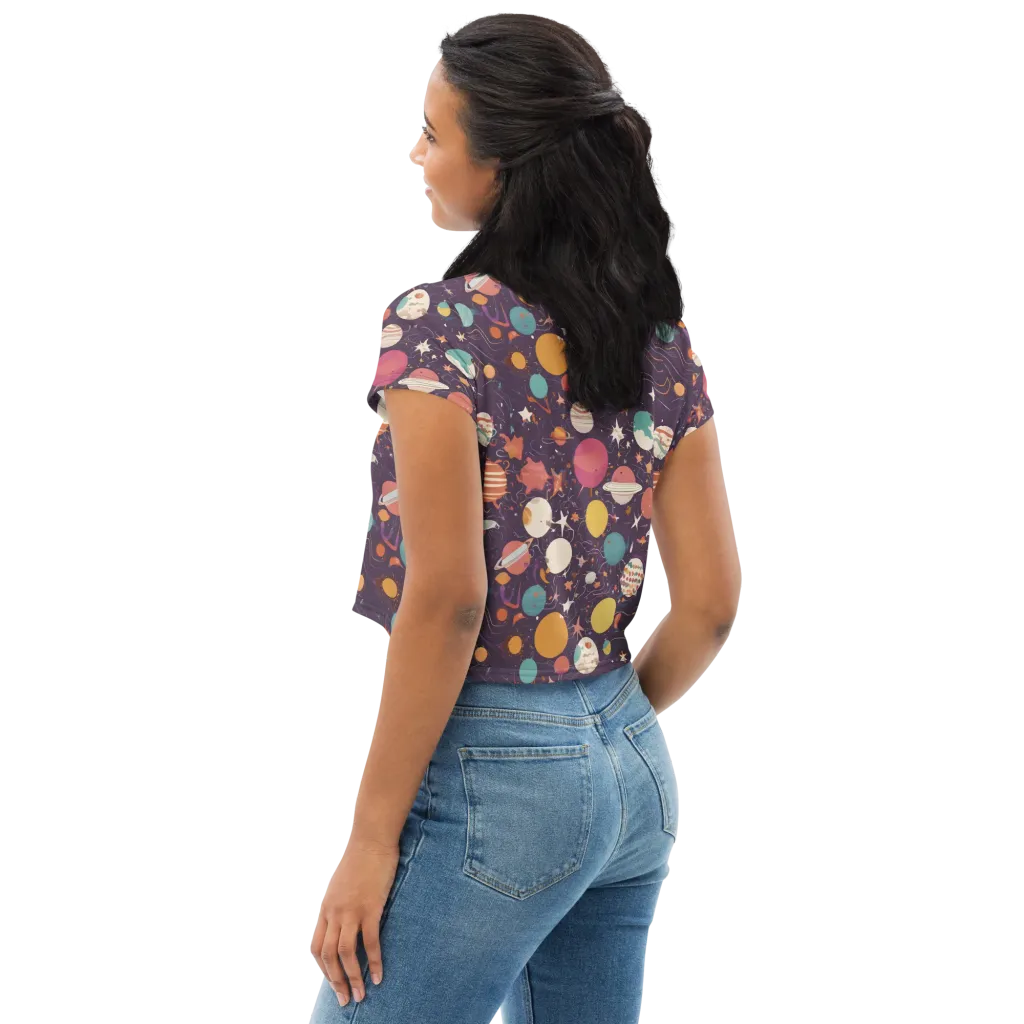 Saturn After Dark on Crop Tee — Left Back