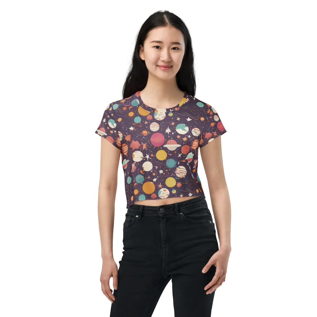 Saturn After Dark on Crop Tee — Front