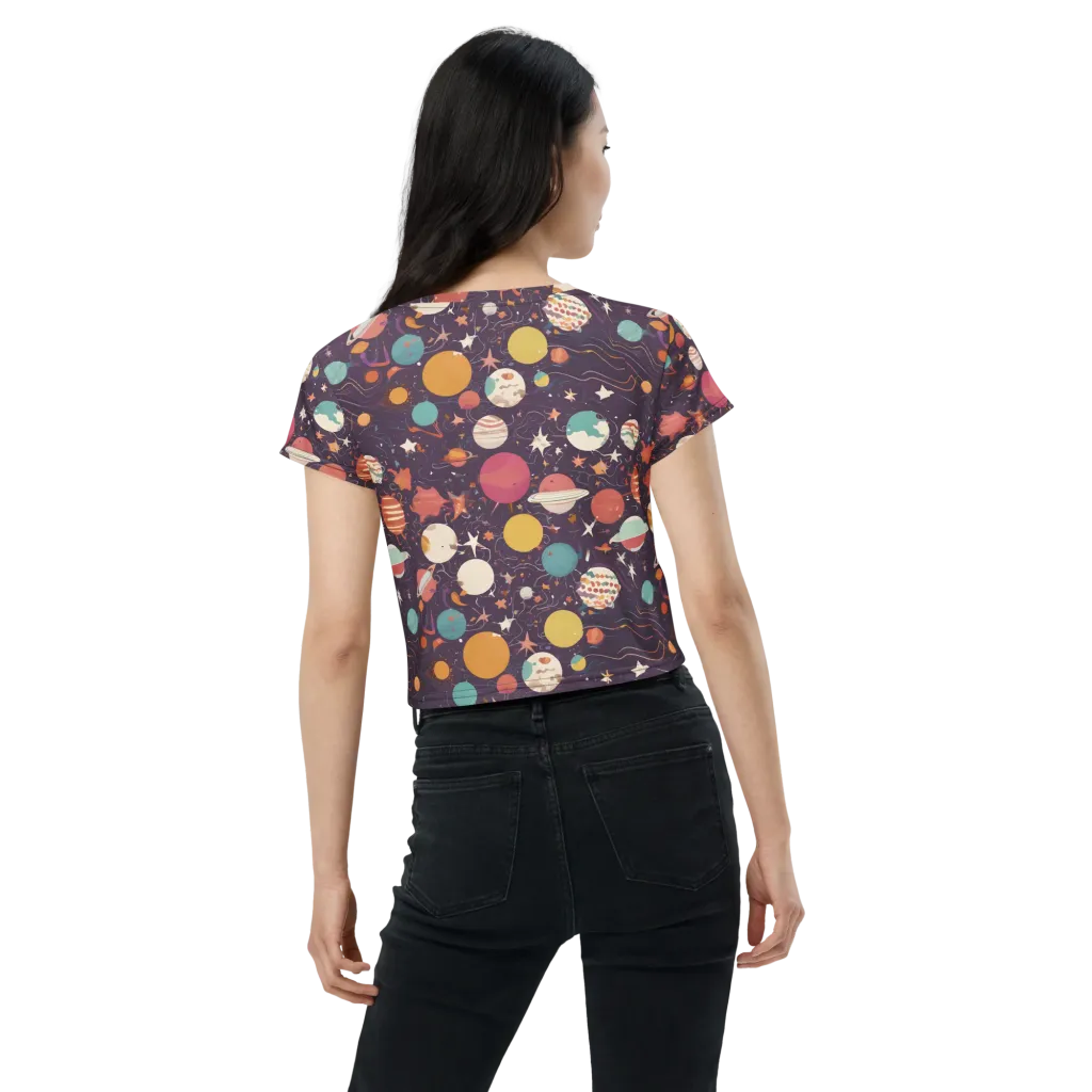 Saturn After Dark on Crop Tee — Back