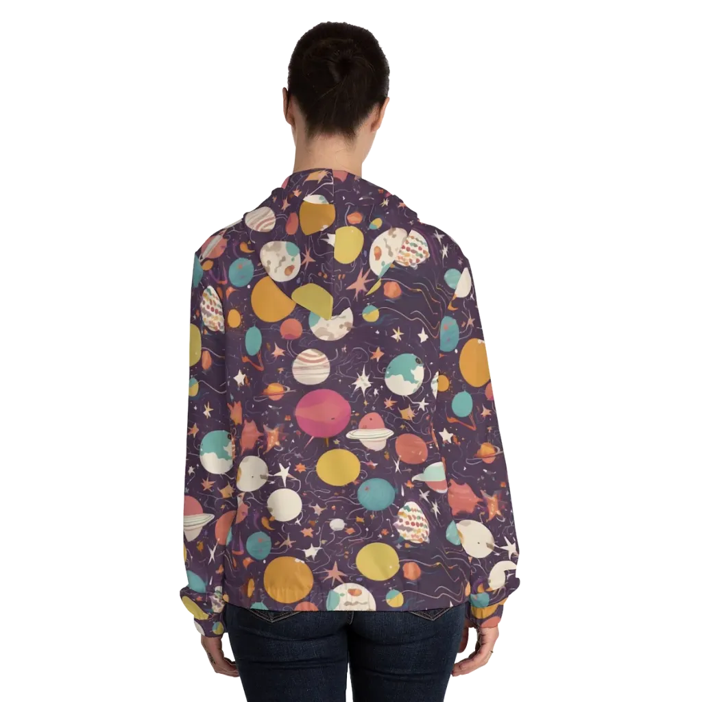 Saturn After Dark on Women's Full-Zip Hoodie — Back On Person