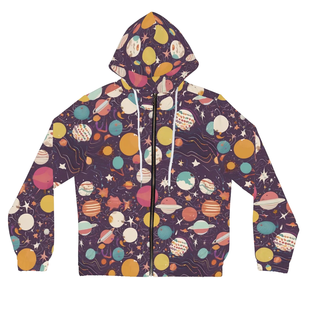 Saturn After Dark on Women's Full-Zip Hoodie — Front