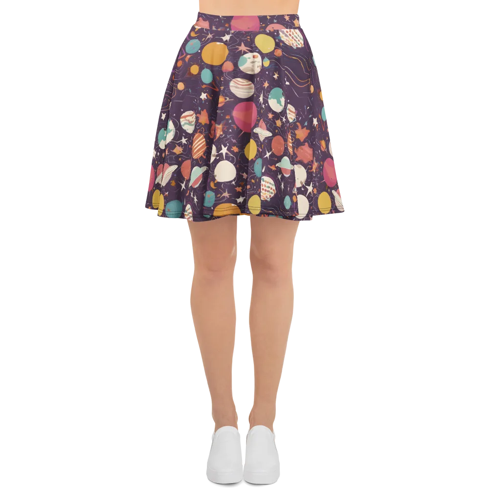 Saturn After Dark on Skater Skirt — Front