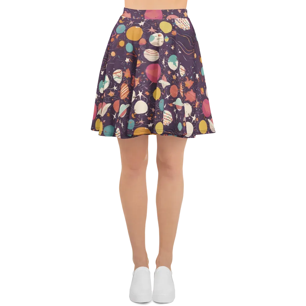 Saturn After Dark on Skater Skirt — Front