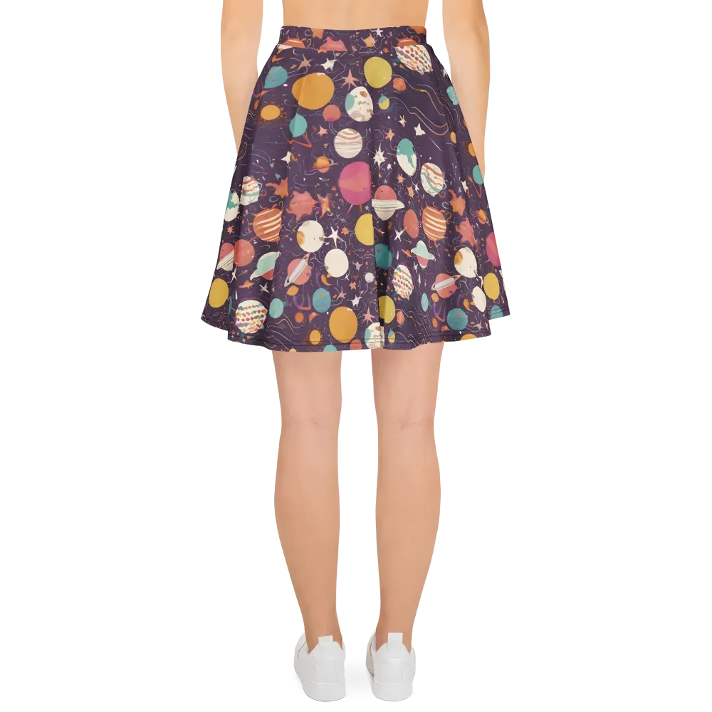 Saturn After Dark on Skater Skirt — Back