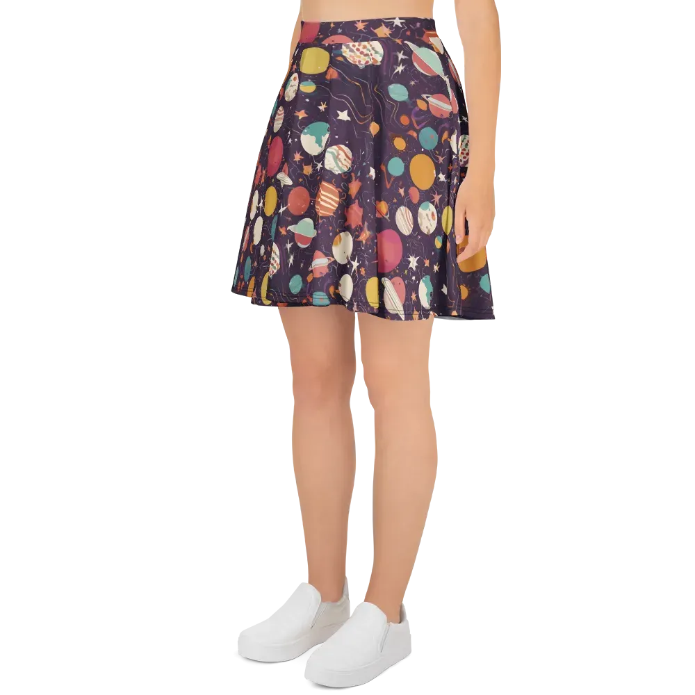 Saturn After Dark on Skater Skirt — Left