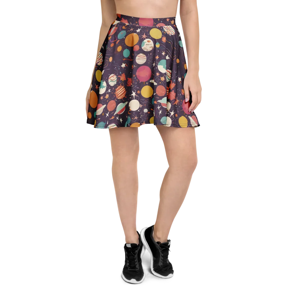 Saturn After Dark on Skater Skirt — Front