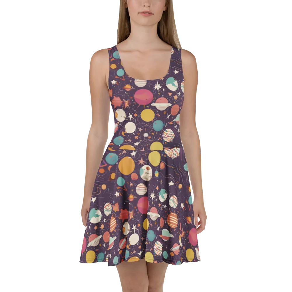 Saturn After Dark on Skater Dress — Front