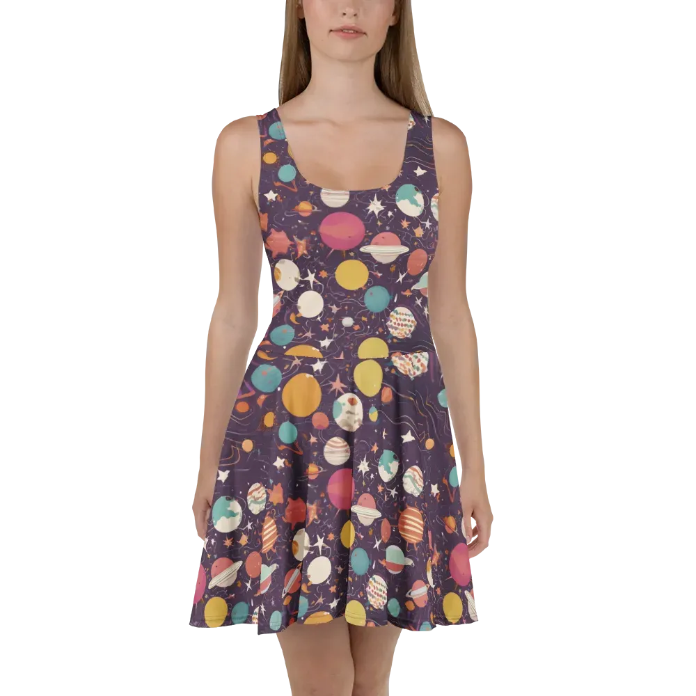 Saturn After Dark on Skater Dress — Front