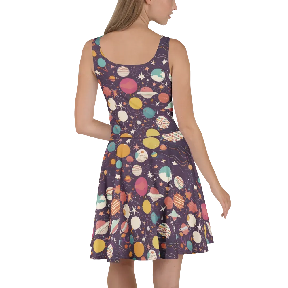 Saturn After Dark on Skater Dress — Back