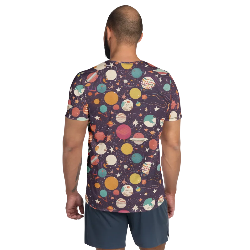 Saturn After Dark on Men's Athletic T-Shirt — Back