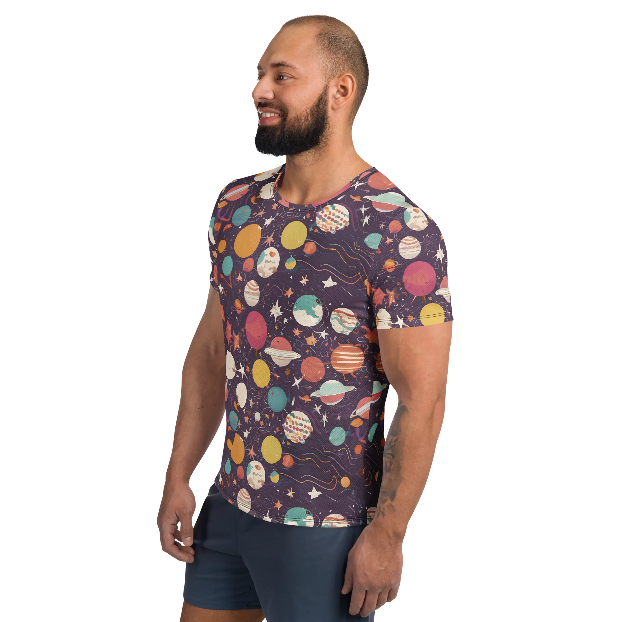 Saturn After Dark on Men's Athletic T-Shirt — Left