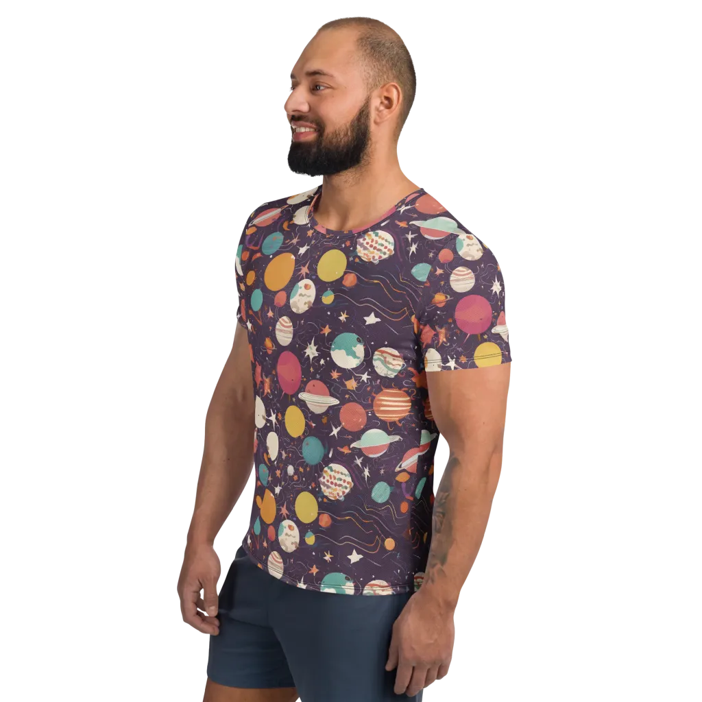 Saturn After Dark on Men's Athletic T-Shirt — Left