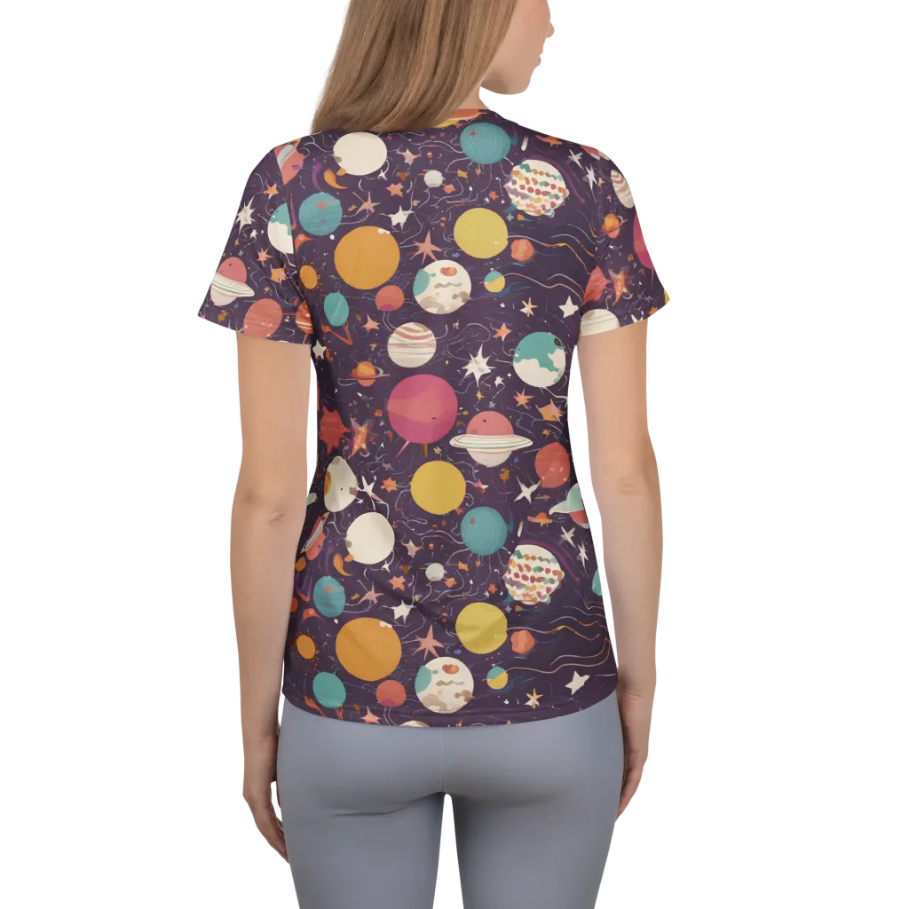 Saturn After Dark on Women's Athletic T-Shirt — Back