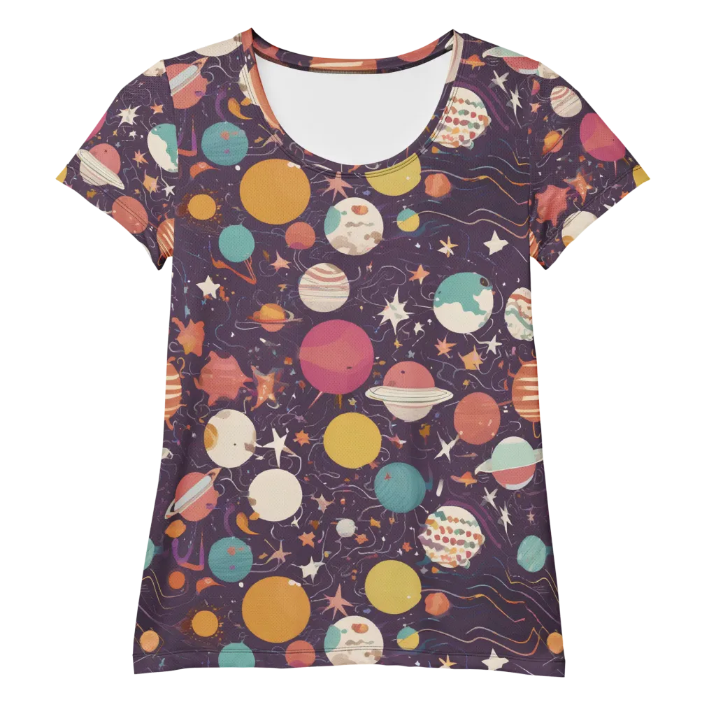 Saturn After Dark on Women's Athletic T-Shirt — Front