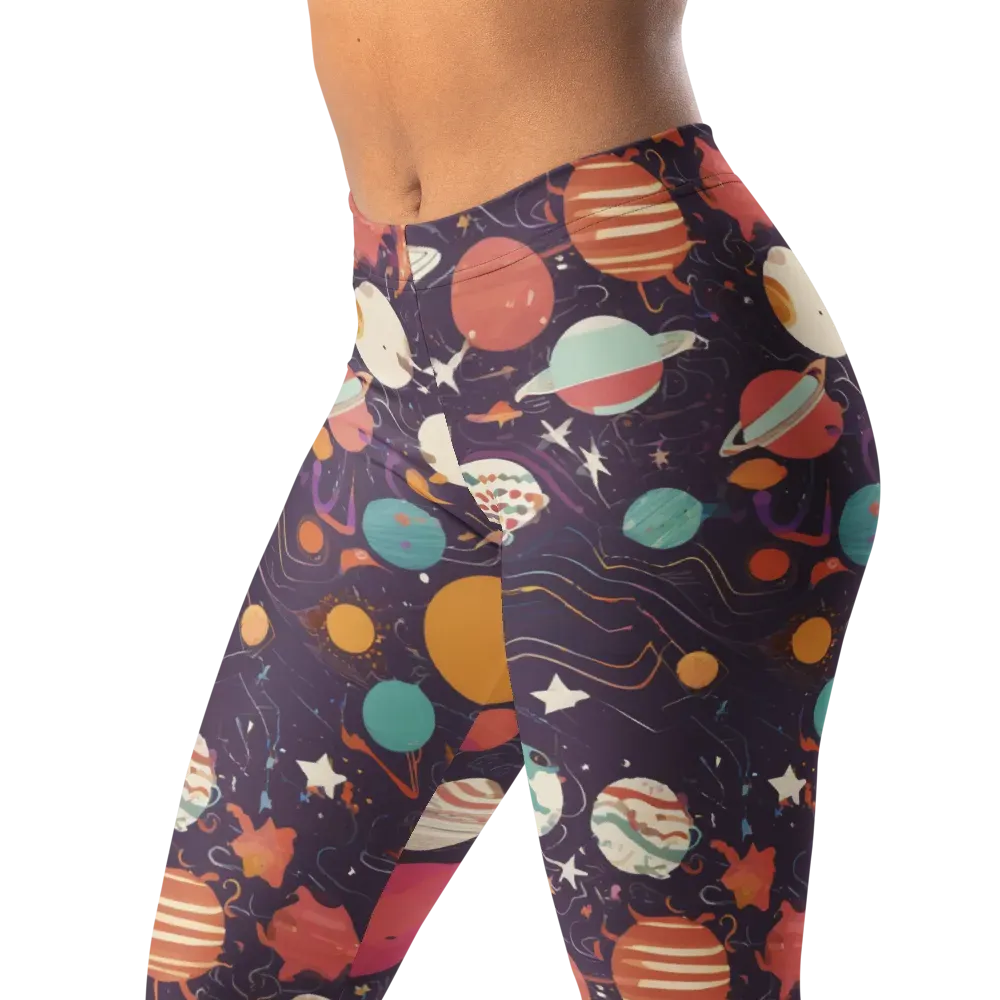 Saturn After Dark on Leggings — Left Front