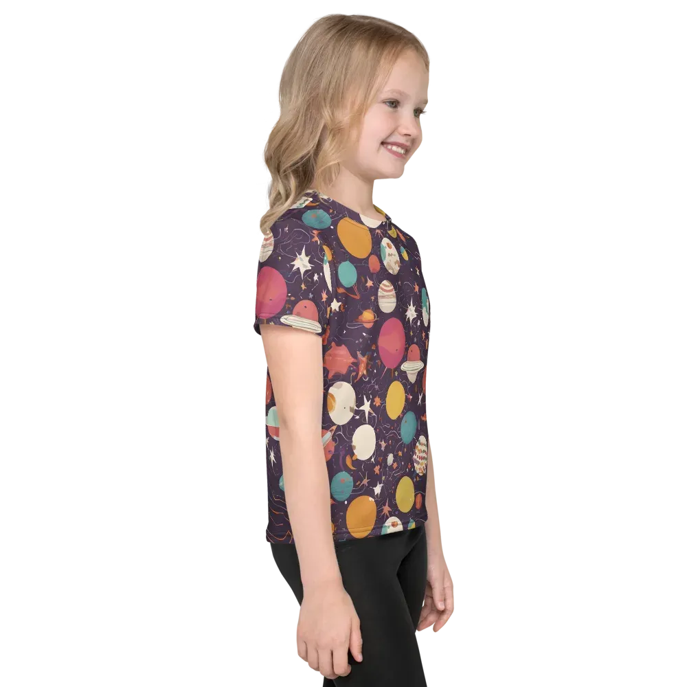 Saturn After Dark on Kids Crew Neck T-Shirt — Right