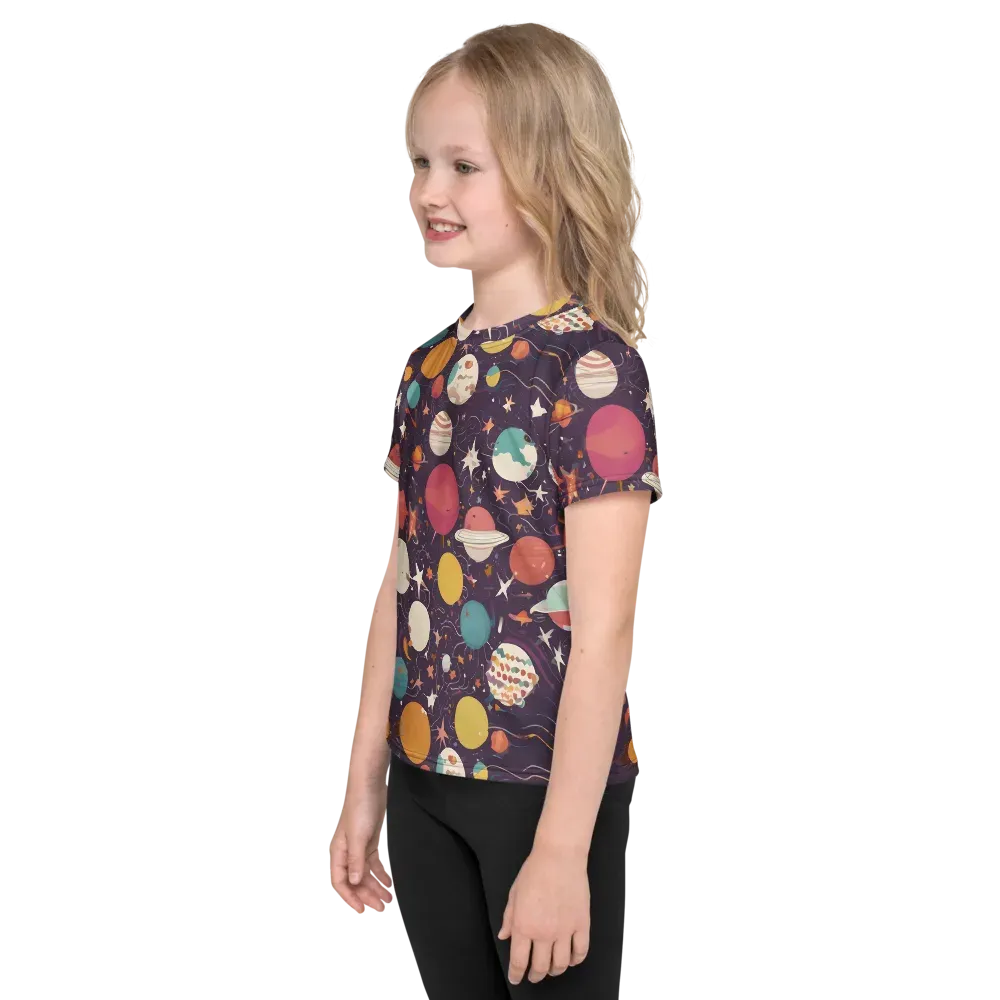 Saturn After Dark on Kids Crew Neck T-Shirt — Left