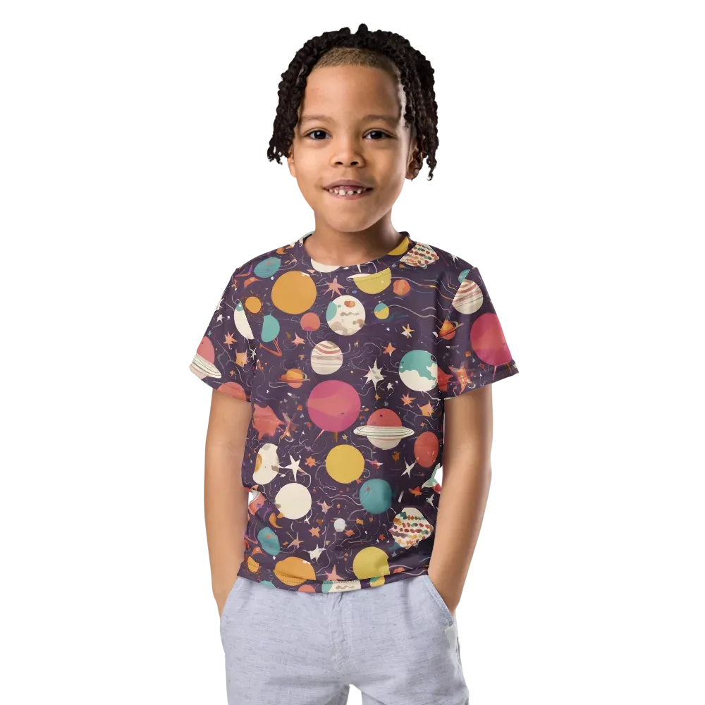 Saturn After Dark on Kids Crew Neck T-Shirt — Front