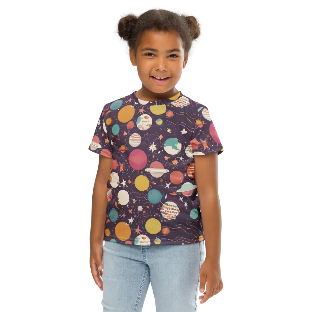 Saturn After Dark on Kids Crew Neck T-Shirt — Front