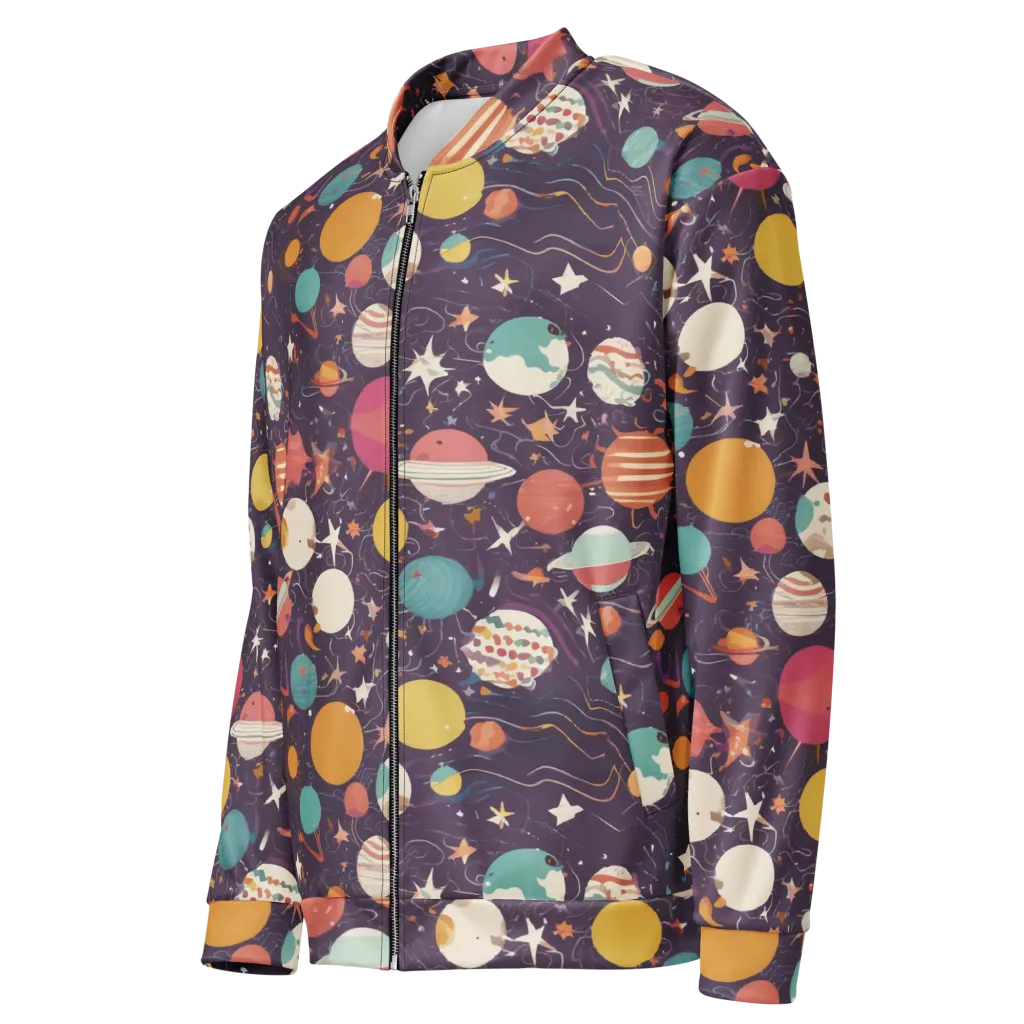 Saturn After Dark on Bomber Jacket — Left Front