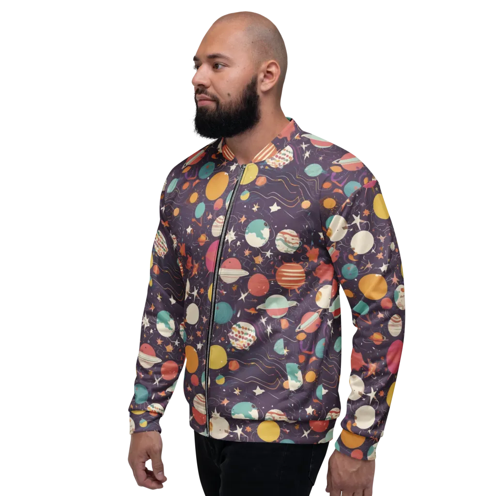 Saturn After Dark on Bomber Jacket — Left