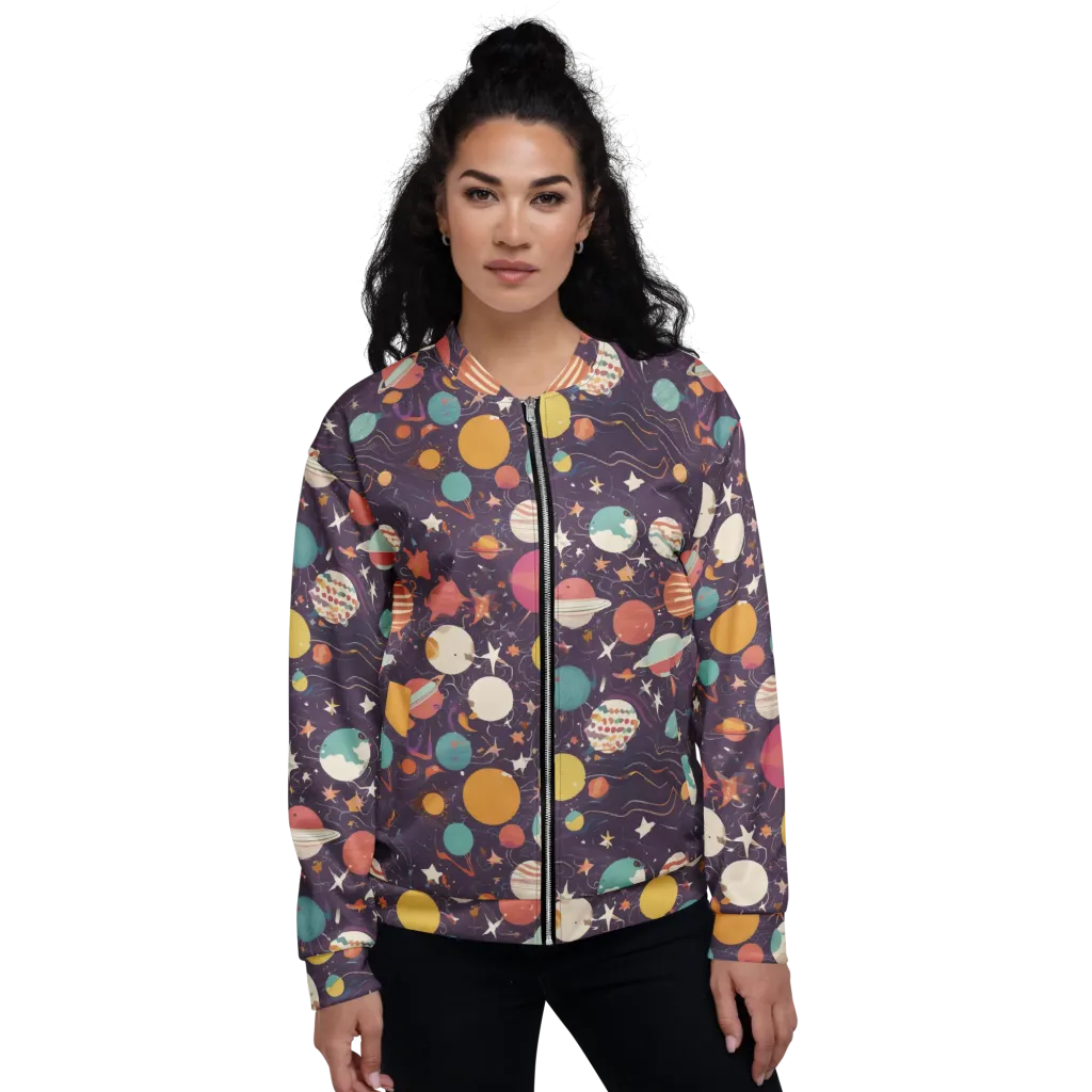 Saturn After Dark on Bomber Jacket — Front