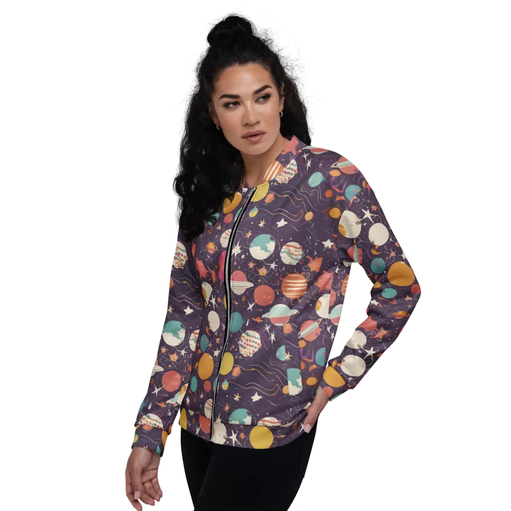 Saturn After Dark on Bomber Jacket — Left